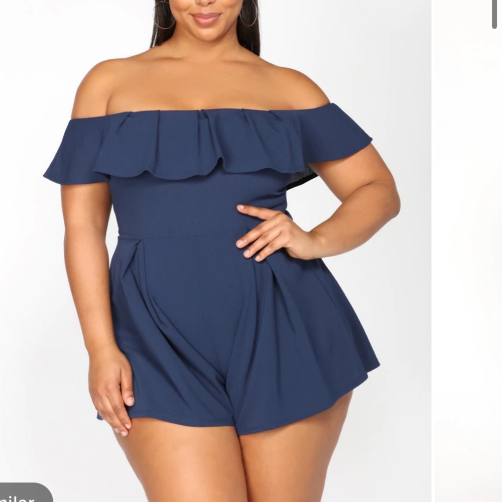 Plus size navy blue romper